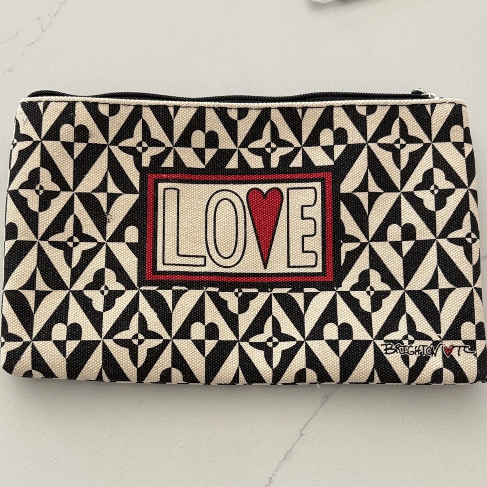 Brighton Collectibles “Love” Geometric Canvas Pouch Clutch Bag